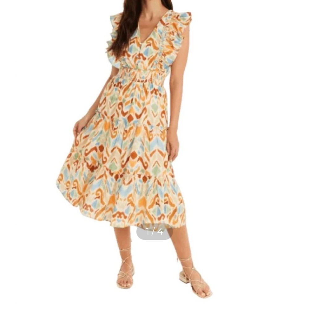 Allison New York Ellie Midi Dress with Ruffled Sleeves